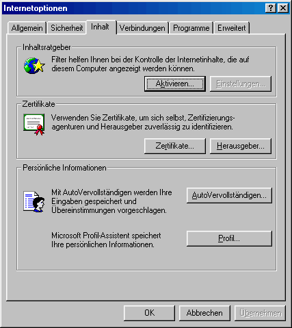 Content Advisor, first use