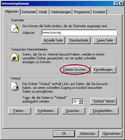 Delete Temporary Internet Files