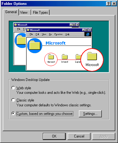 Options des dossiers de l'Explorateur de Windows