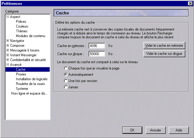 Netscape 6x preferences