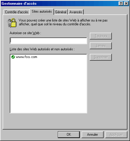 IE5 Content Advisor, Approved Sites ICRA approved