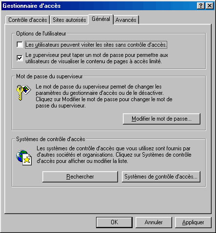 IE5 Content Advisor, General tab