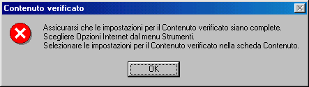Impostazioni incomplete in Contenuto verificato