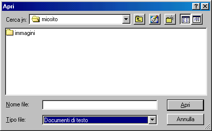 Finestra di dialogo Apri