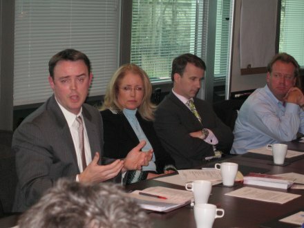 Adam Thierer speaking at the ICRA Round Table, British Embassy, Washington, DC. 1st February 2006