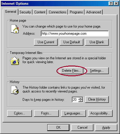 Delete Temporary Internet Files